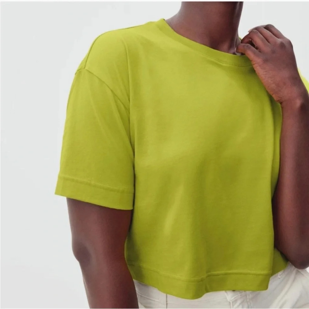 NWOT EVERLANE The Box Cut Oversized Brat Summmer Green Organic Cotton Casual Tee